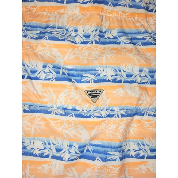 Columbia PFG Hawaiian Fishing Shirt Mens MED Orange Vented Quick Dry Omni-Shade - Picture 5 of 7